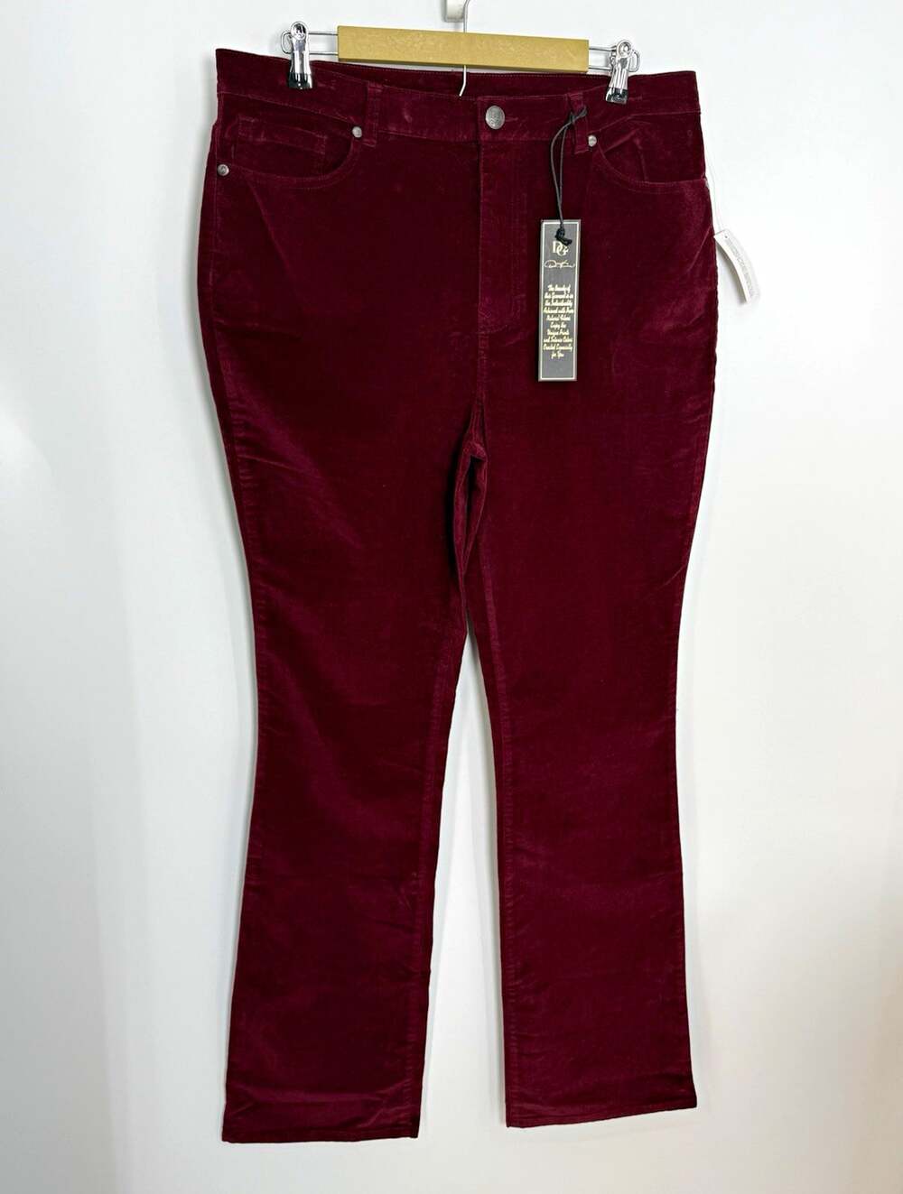 DG2 by Diane Gilman Women’s 16T Tall Burgundy Velvet Bootcut Pants Stretch